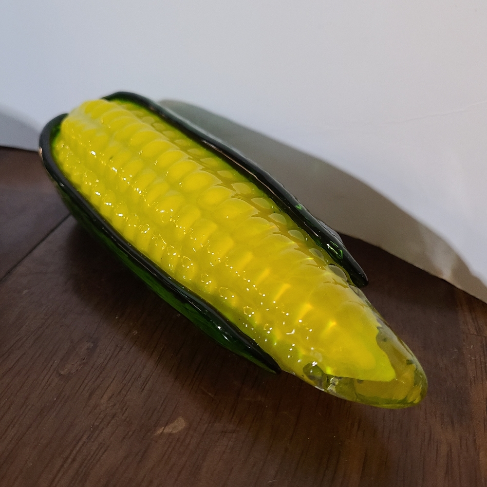 SOLD Two Vintage Blown Glass Corn Cobs